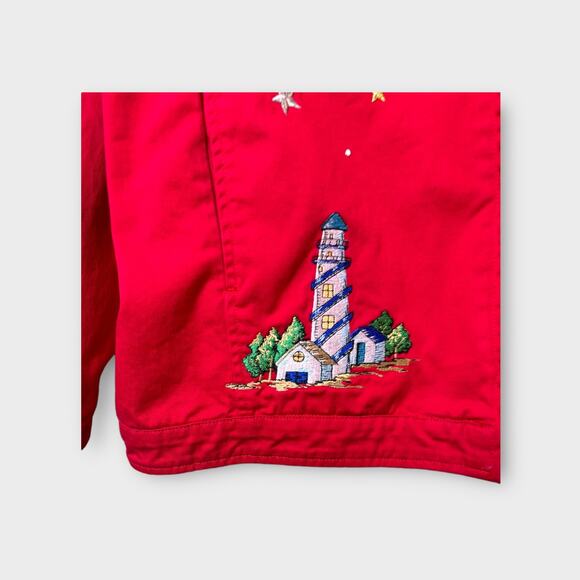 Quacker Factory Lighthouse Jacket Embroidered Full Zip Nautical Lightweight XL - Picture 4 of 9